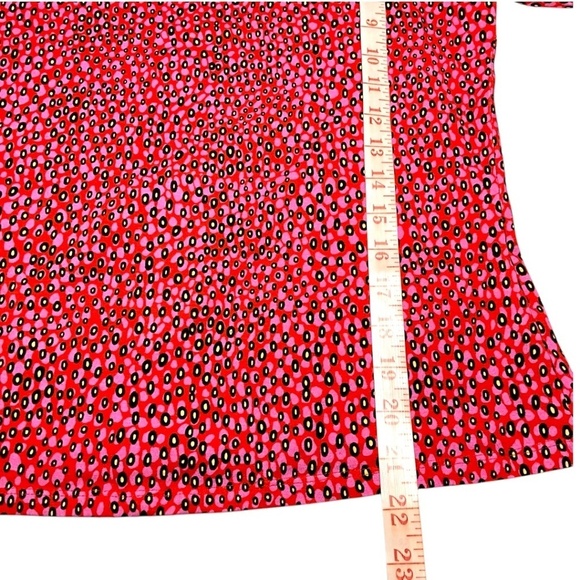 TED BAKER Cotton Willew Elbow Length Top in Pink Spotted Animal Print US Sz S - Picture 7 of 10